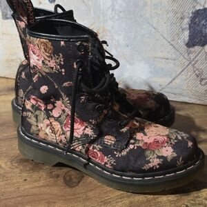 Like New Dr. Martens 1460 Castel Victorian Canvas floral combat boots.